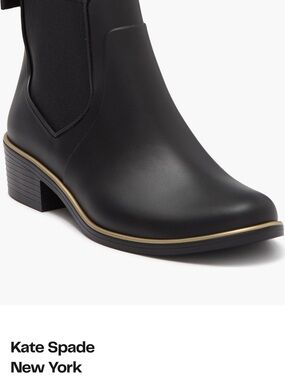 kate spade Black Chelsea Ankle Boots with Gold Trim
